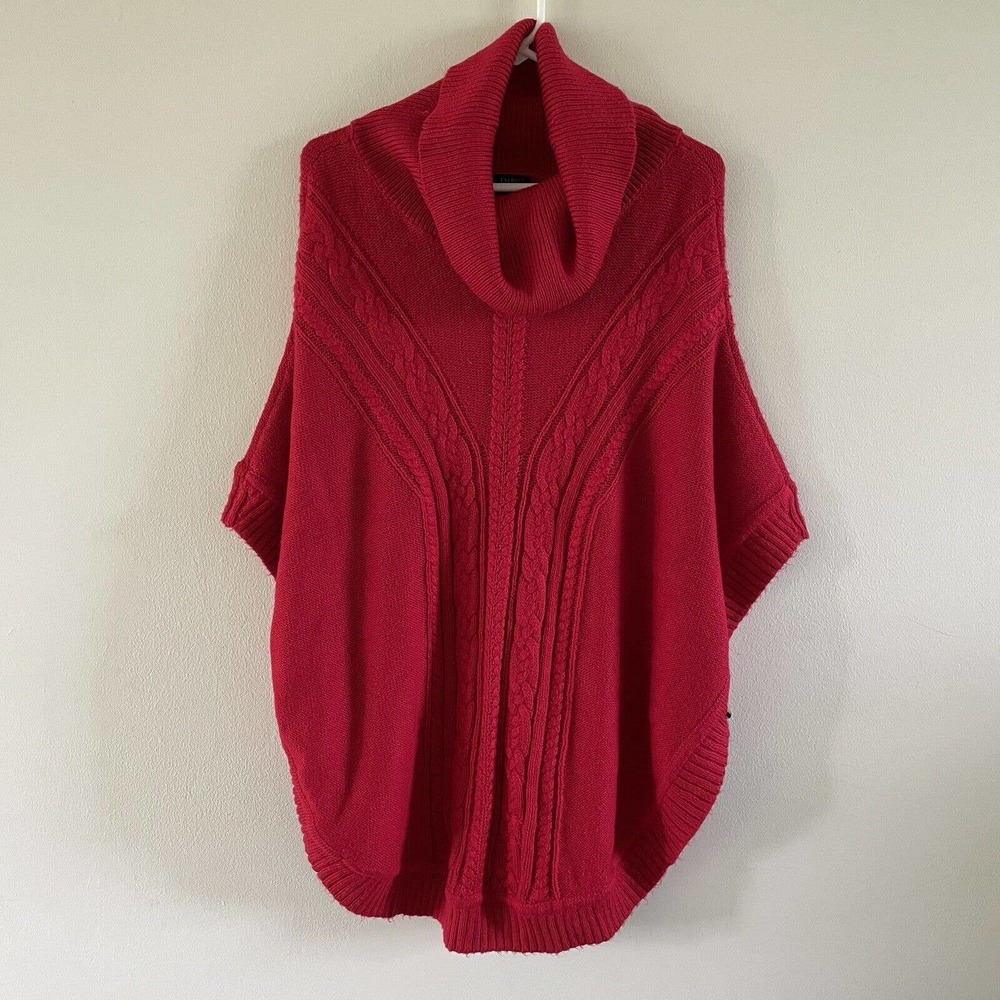 Talbots Sweater Red Women's Poncho Style Pullover Cowl Neck Size Medium